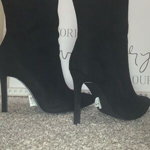 Black Suede Stiletto Ankle Boots